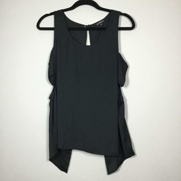 Express Black Minimalist Closet Staple Party Going Out Cutout Side Top S - Picture 1 of 7